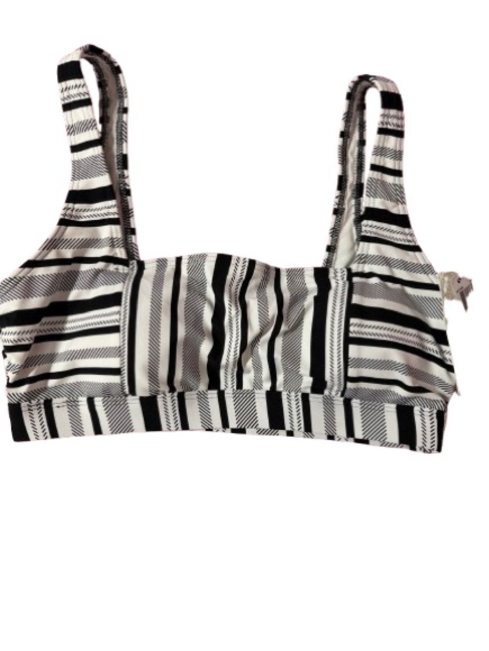 next Women’s Black and White Striped Bikini Top Size L- NWT